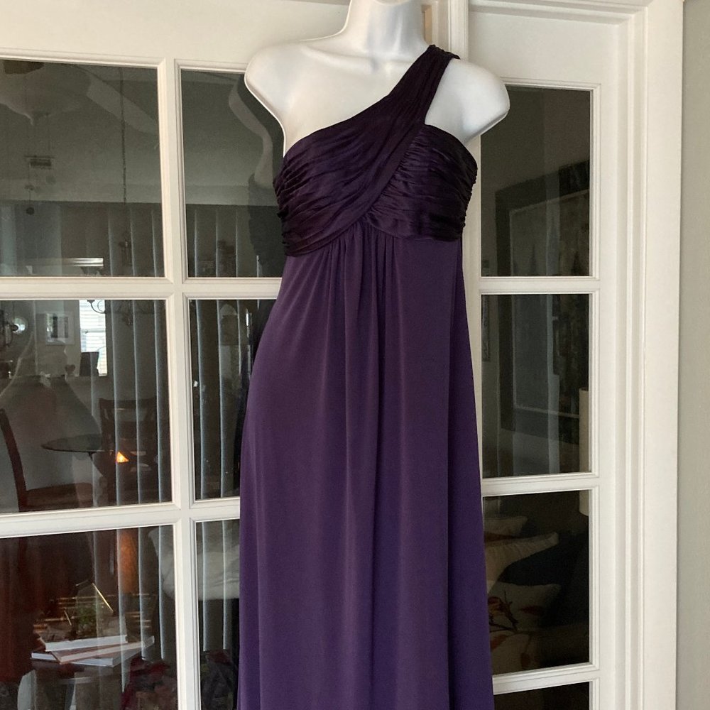 David's Bridal Purple One Shoulder Evening Gown  6
